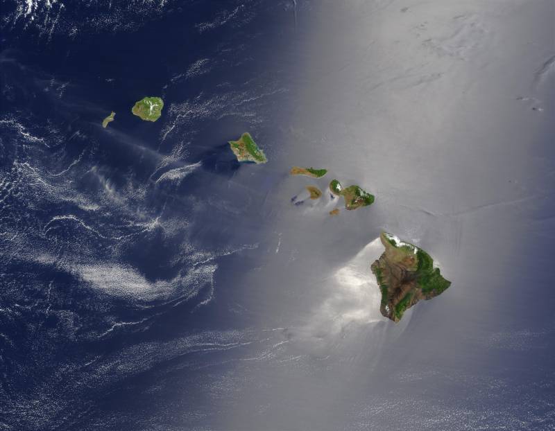 Vista de satélite del archipiélago de Hawaii, que ha sido tomado como modelo para el proyecto. Imagen: NASA 