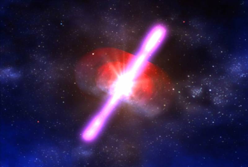 Ilustración de un estallido de rayos gamma. Imagen: NASA / D.Berry  