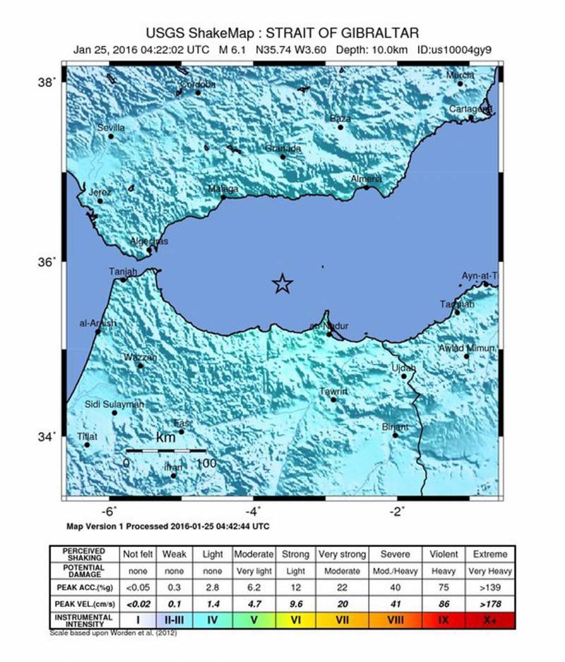 Localización del epicentro del terremoto./ Efe