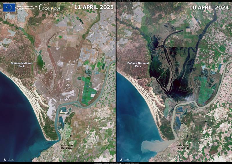 Doñana imagen satélite comparativa