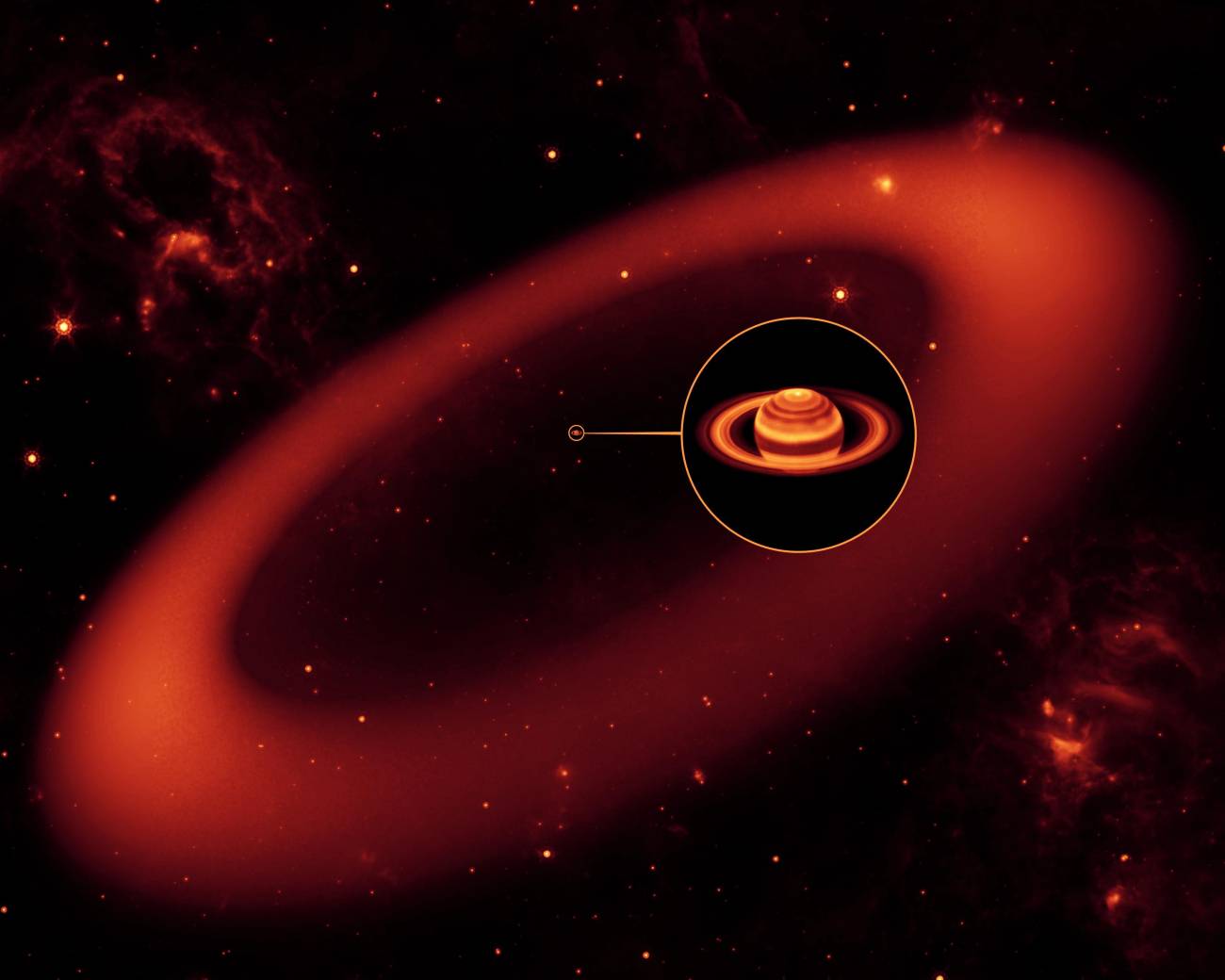 Ilustración del colosal anillo de Saturno. 