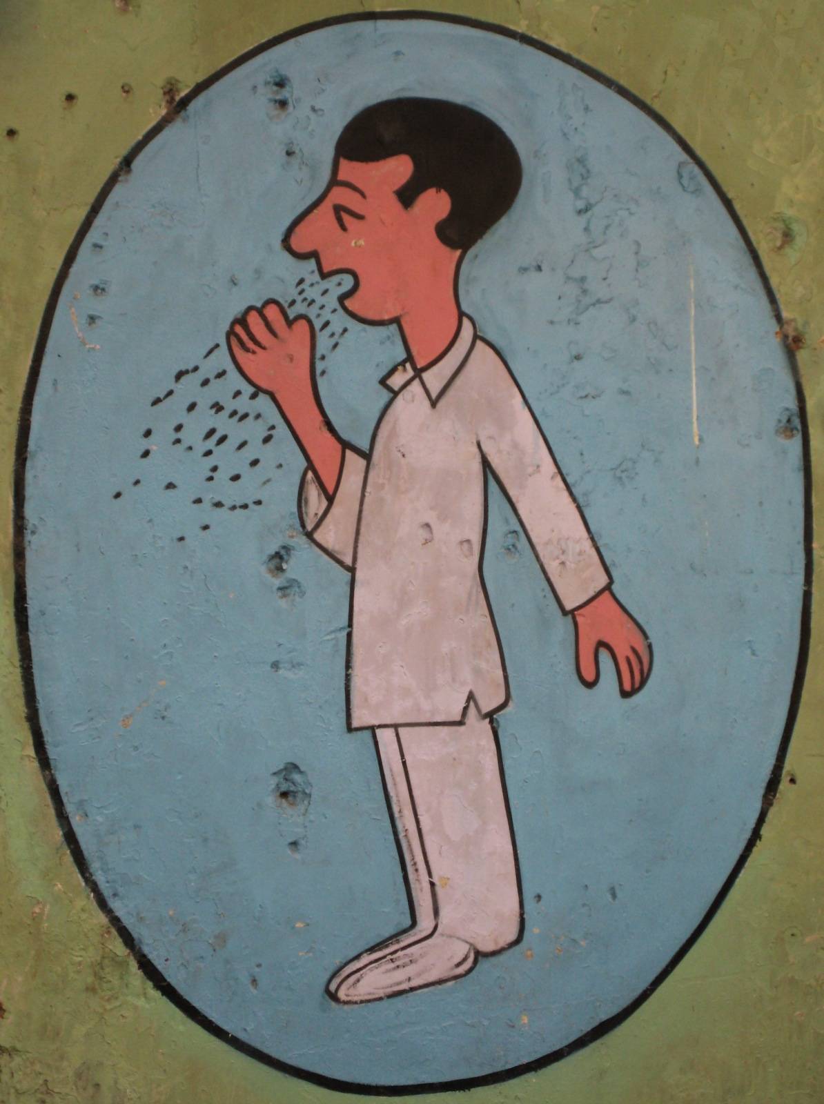 fragmento de un mural de Nueva Delhi sobre los síntomas, cura y prevención de la tuberculosis. 