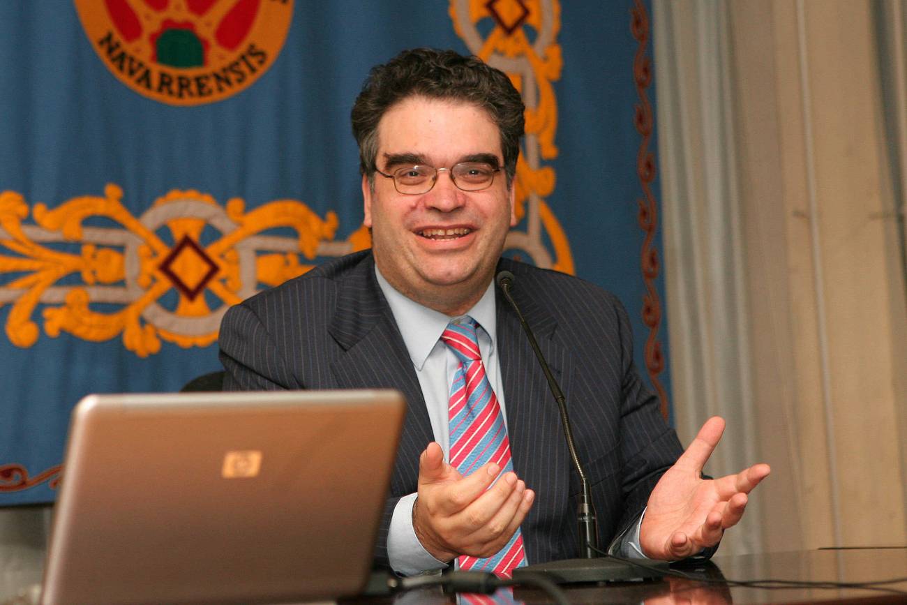 Isidro F. Aguillo durante su conferencia en la Universidad Pública de Navarra