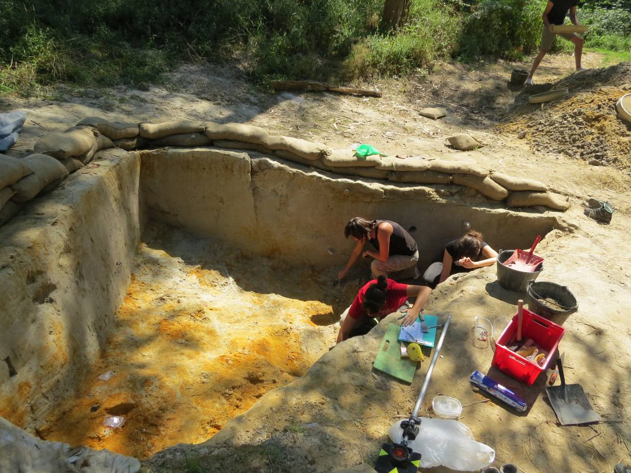 Proceso de excavación de la US4b (Chatelperroniense) en Aranbaltza II. / Joseba Rios-Garaiza