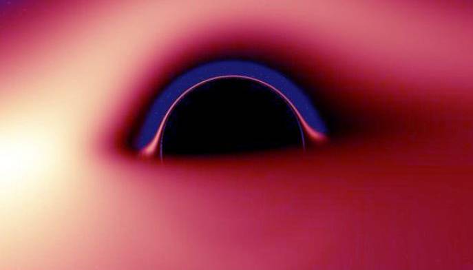 Simulación de un agujero negro iluminado por un fino disco de acreción