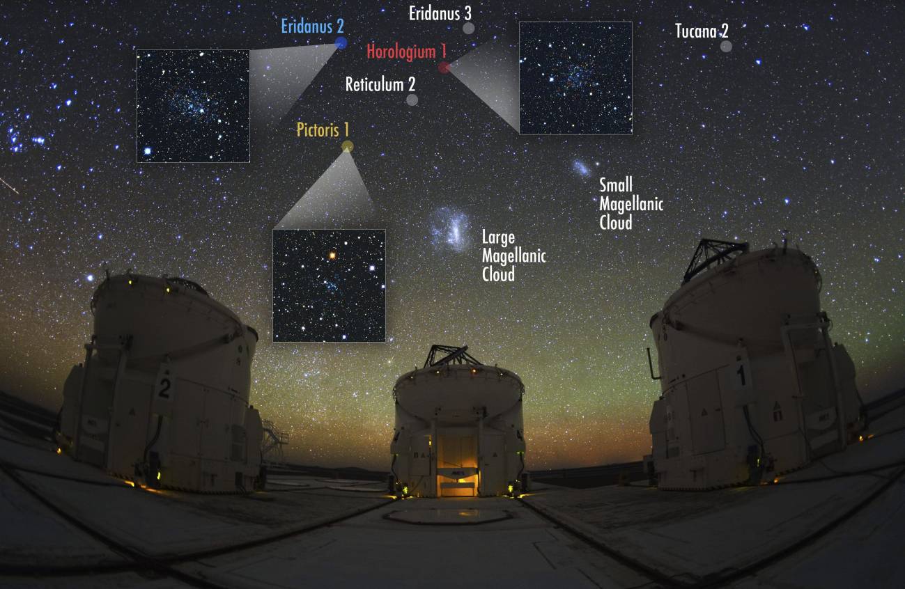 Distribución de las nueve galaxias enanas desconocidas que orbitan alrededor de la Vía Láctea. / Carnegie Observatories