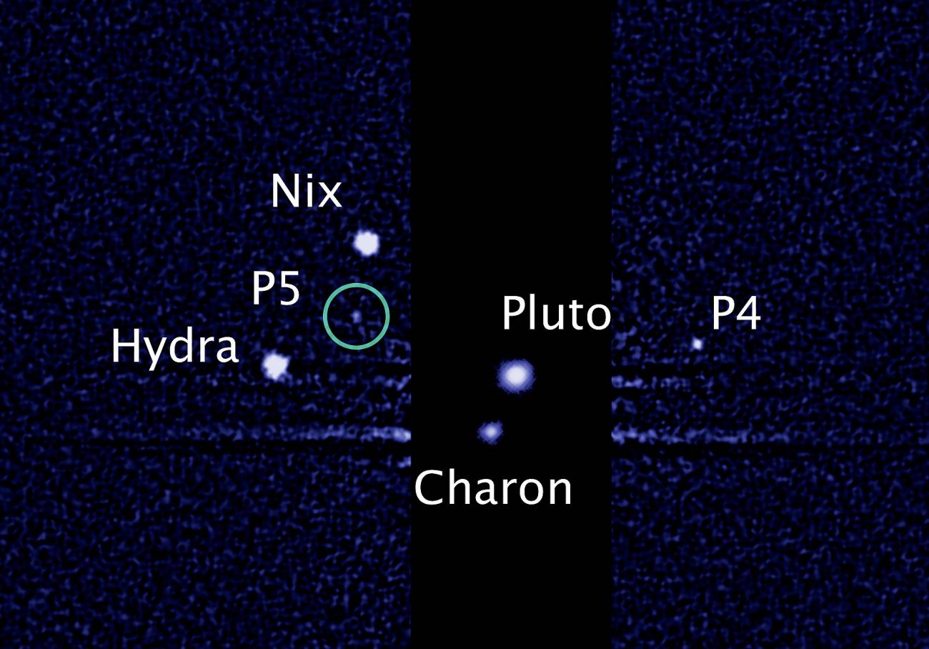 Fotografía del sistema lunar de Plutón. Imagen: NASA, ESA, M. Showalter (Instituto SETI)