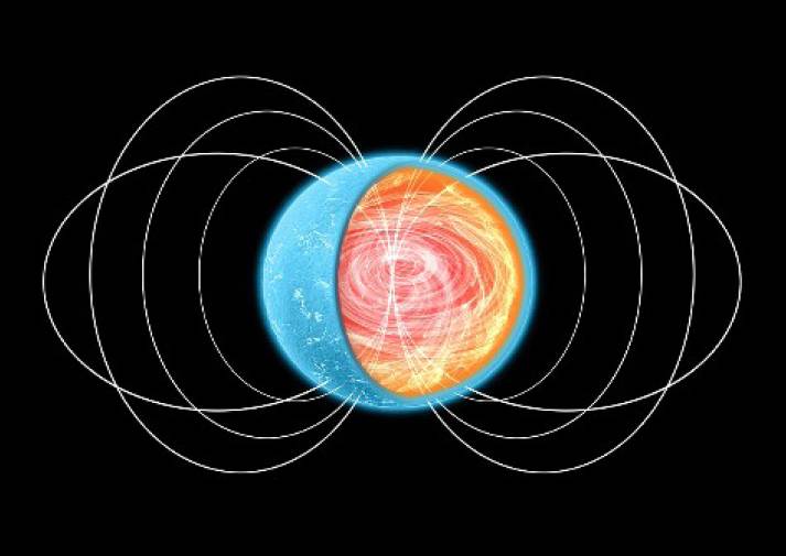Ilustración de una estrella de neutrones. La capa de 'pasta nuclear' estaría situada en la corteza más interna, cerca del núcleo. / UA-CSIC