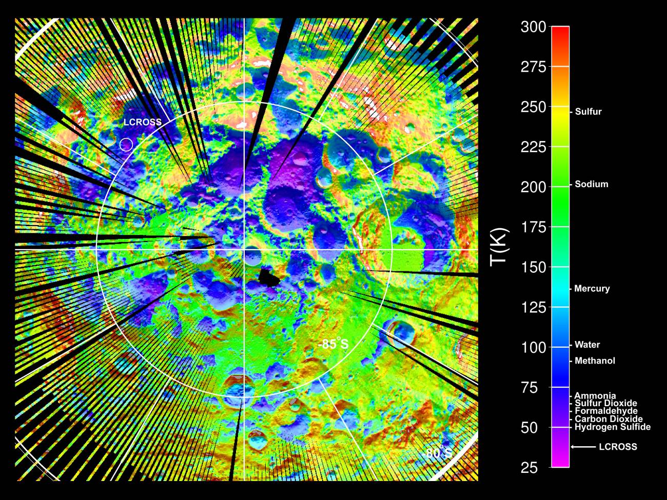 Detectan agua helada y mercurio bajo un cráter de la Luna 
