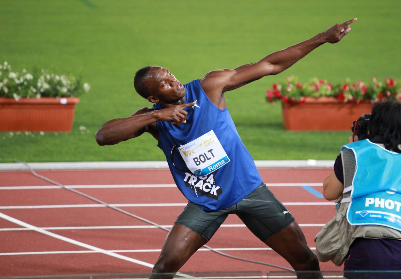 El jamaicano Usain Bolt en unas de las últimas competiciones –Diamond League– celebrada en Roma (Italia) antes de los juegos olímpicos de Londres 2012. Imagen: Szwerink.  