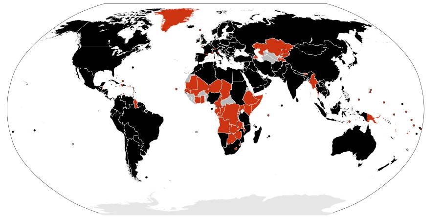 Mapa de los países afectados por la pandemia de influenza H1N1 de 2009