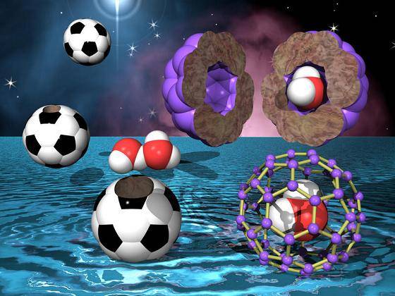 Enjaulan a una molécula de agua en un fullereno
