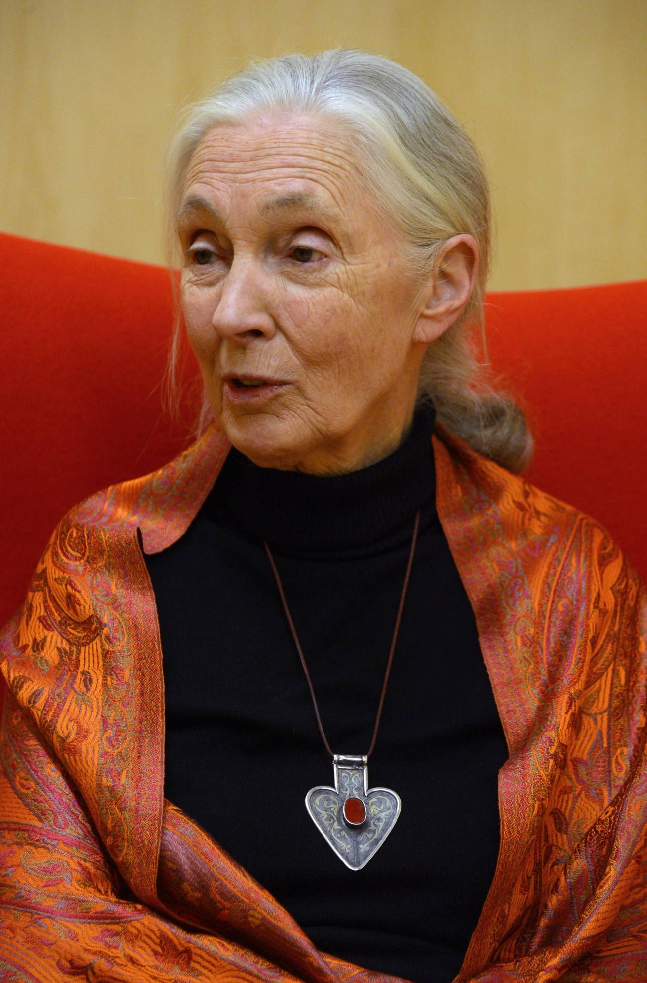 Jane Goodall en su visita al Museo de la Evolución. / MEH.