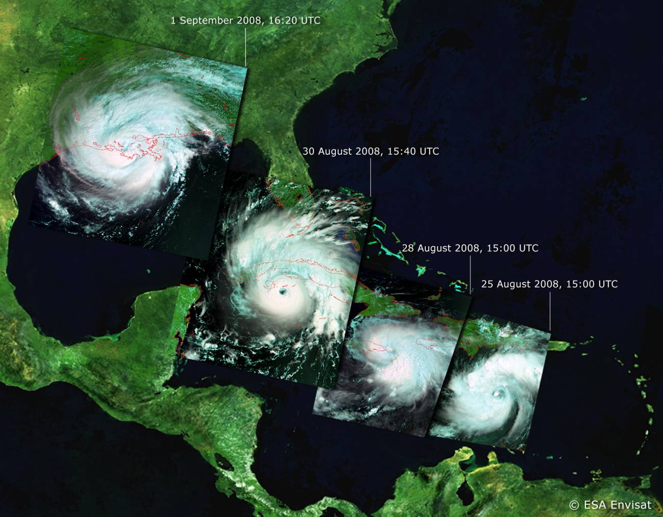 El huracán Gustav, desde el espacio