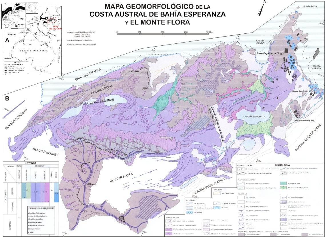 Mapa geomorfológico de la Bahía Esperanza.