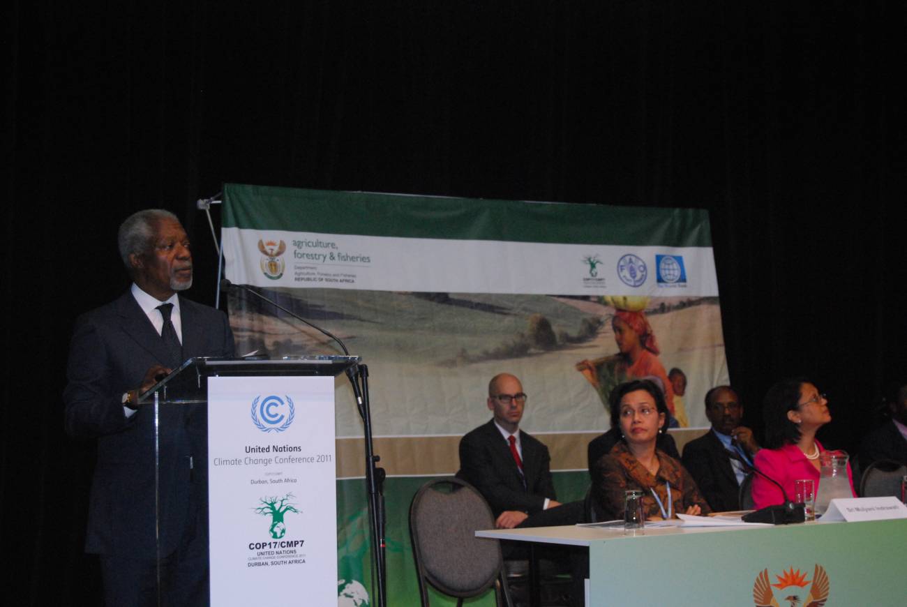 Kofi Anann durante su intervención en la cumbre del clima de Durban