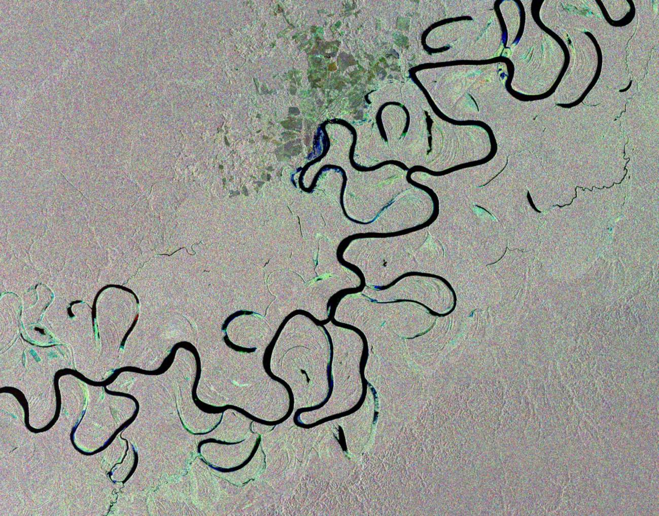El río brasileño Juruá visto desde el espacio. Imagen: ESA