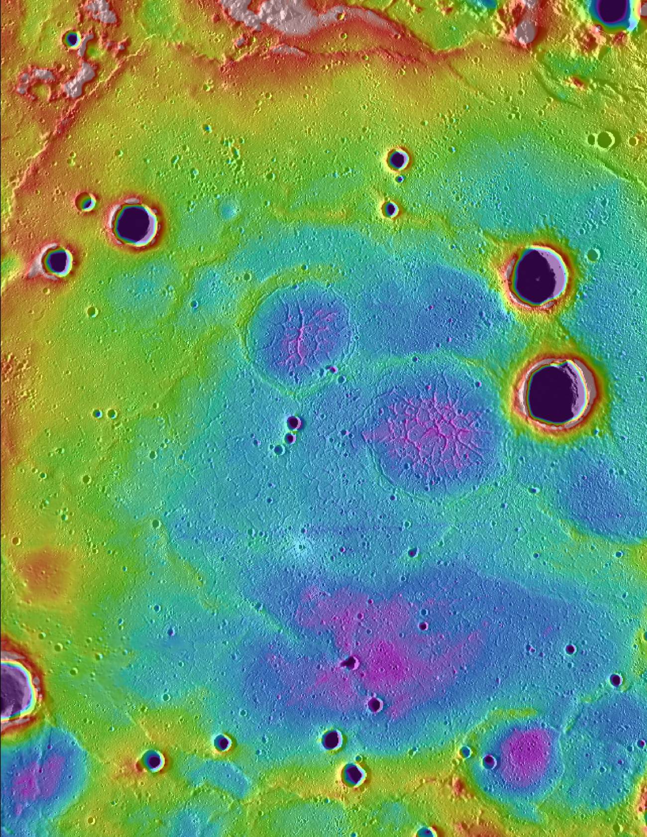 Antiguas llanuras volcánicas en las latitudes septentrionales altas de Mercurio.