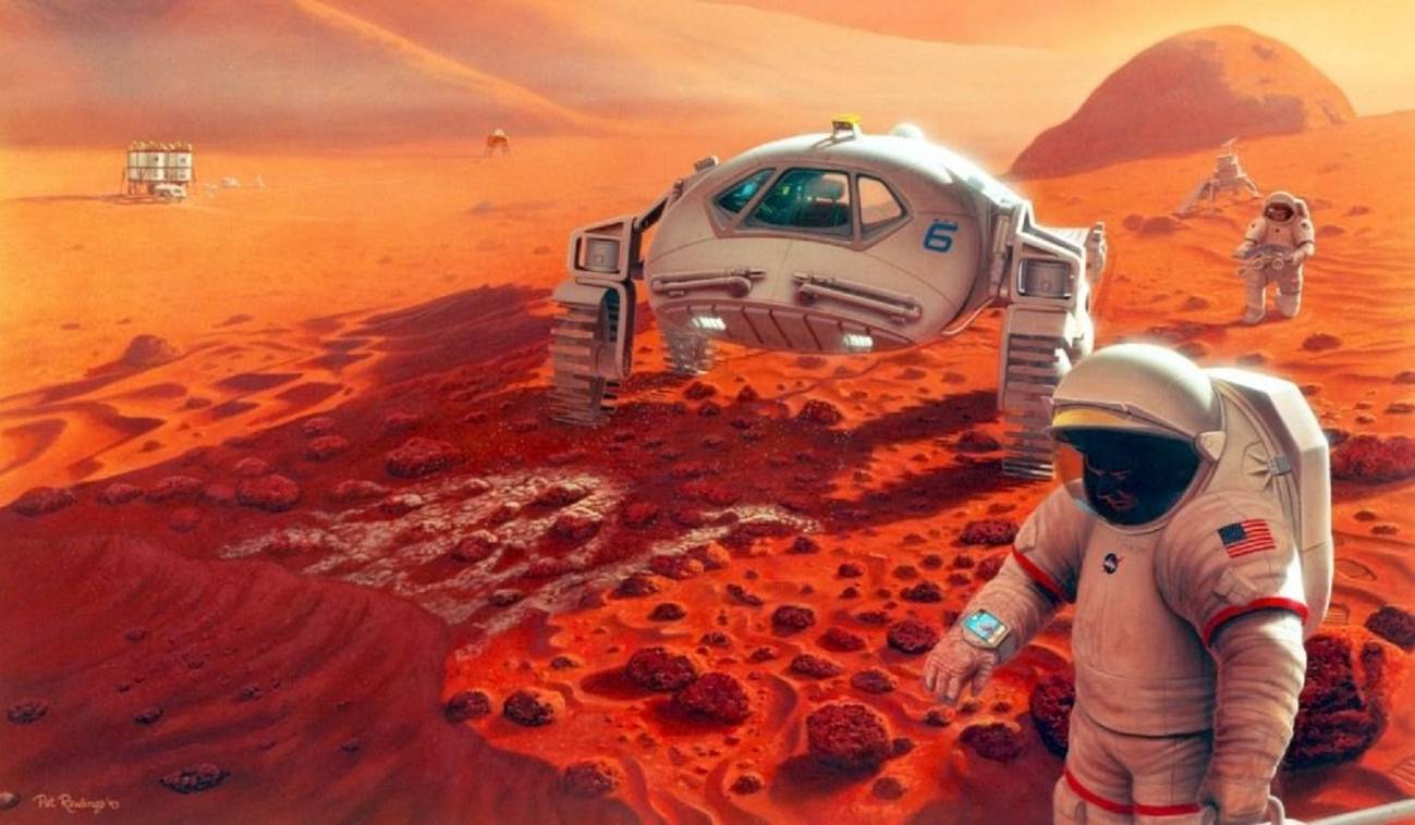 La ilustración recrea la estancia de futuros colonos en Marte