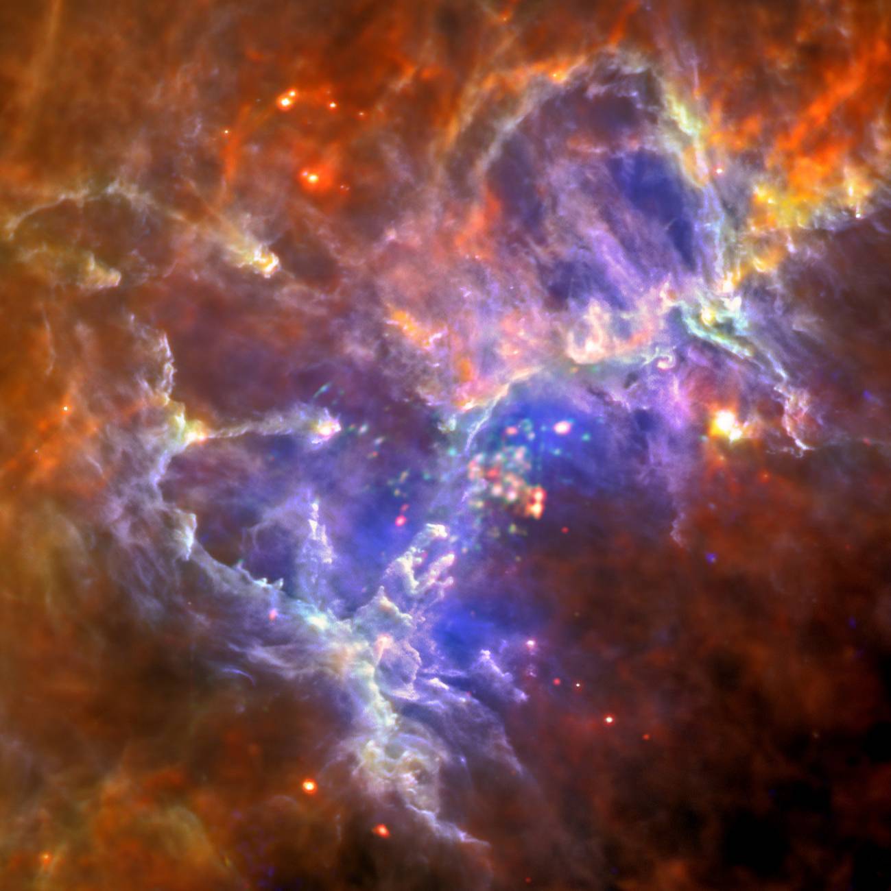 Nebulosa del Águila vista por Herschel y Xmm-Newton 