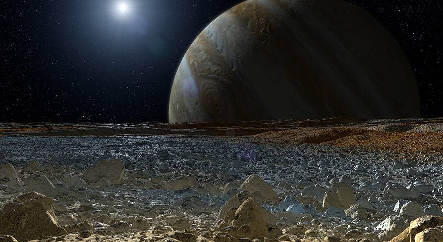 Recreación artística de Europa. Imagen: NASA/JPL-Caltech. 