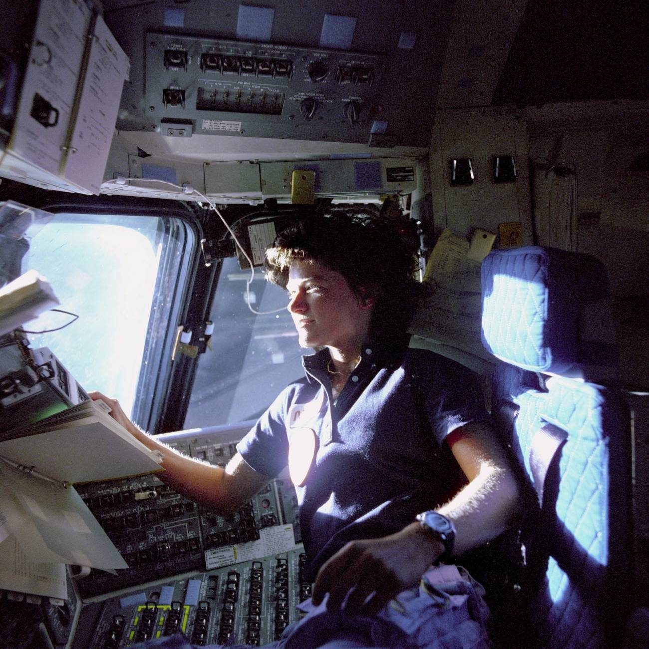 Sally Ride durante su viaje al espacio. Imagen: Efe/Epa/NASA