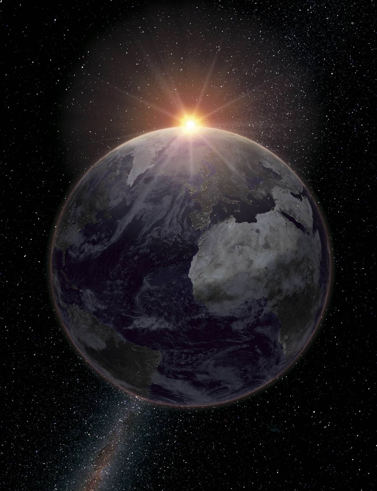 Recreación de la Tierra vista desde la Luna durante un eclipse. 