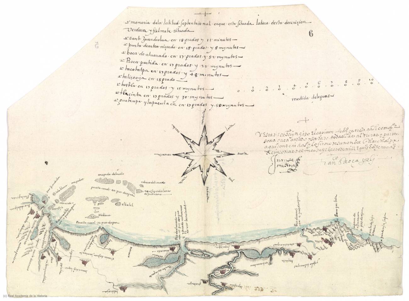 Mapa de Tlacotalpa del navegante sevillano Francisco Gali