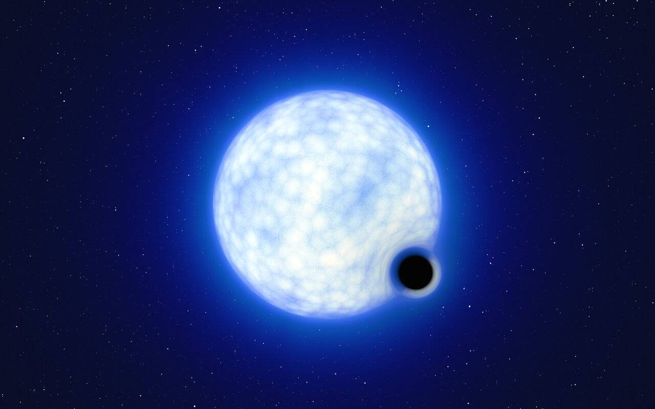 Sistema binario VFTS 243 con agujero negro y estrella azul