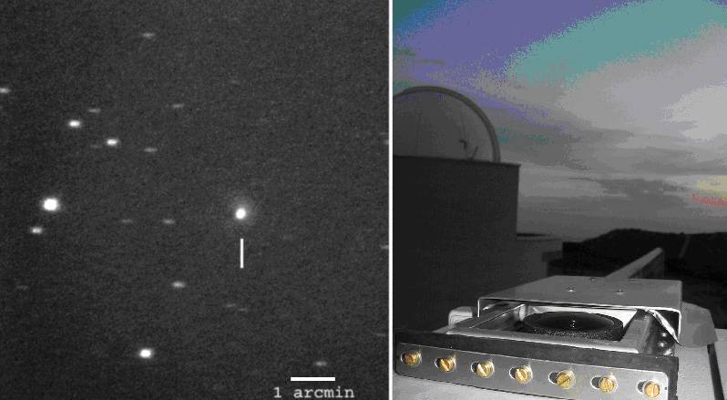Uno de los estallidos del cometa registrado desde el Observatorio Esteve Durán, en Seva
