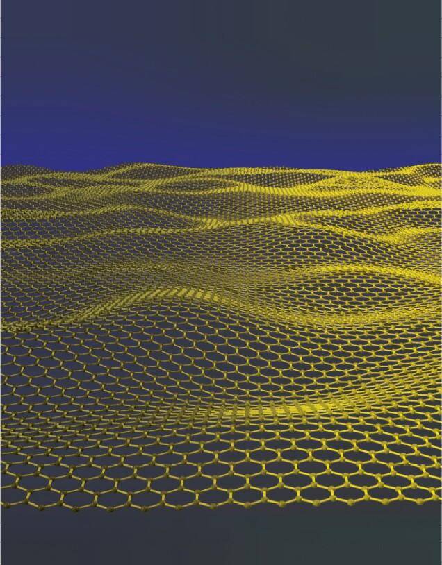 Simulación artística de una hoja de grafeno ondulada. / Jannik Meyer (Universidad de Manchester)