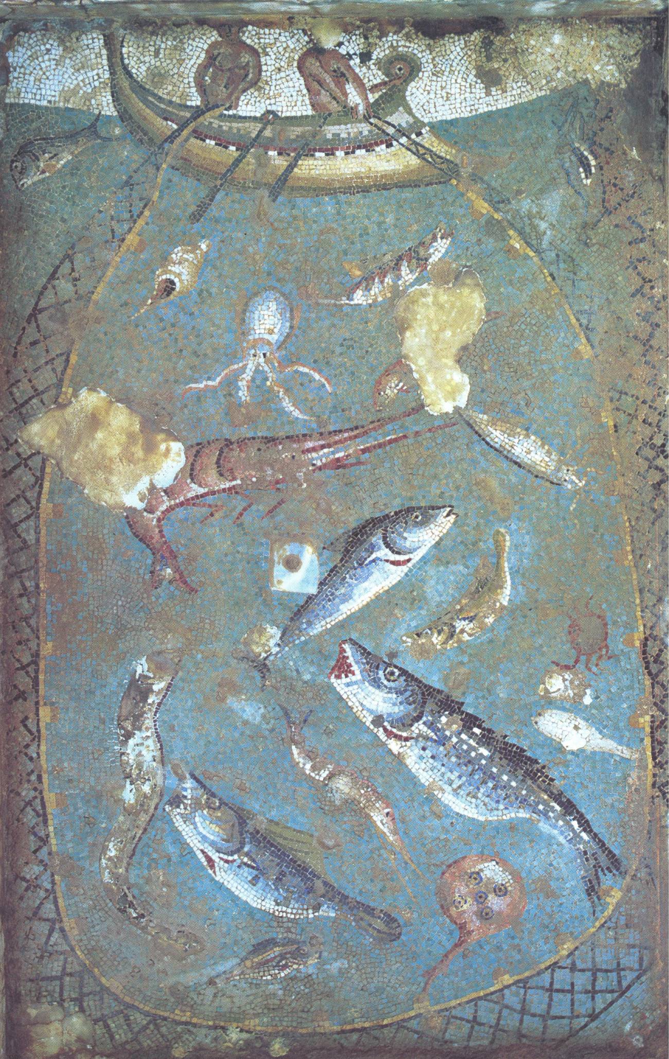Técnicas de pesca según un antiguo mosaico romano