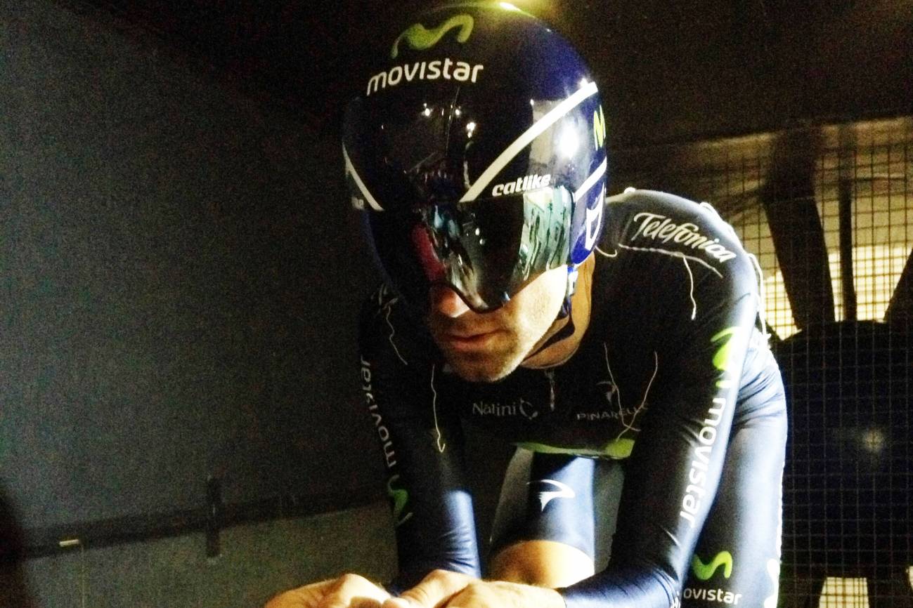 El ciclista Alejandro Valverde en el Túnel del Viento de la UGR. 