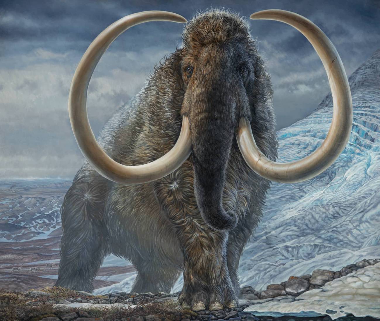 Ilustración de un mamut lanudo adulto