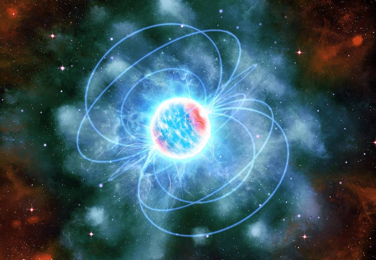 Ilustración de una estrella de neutrones