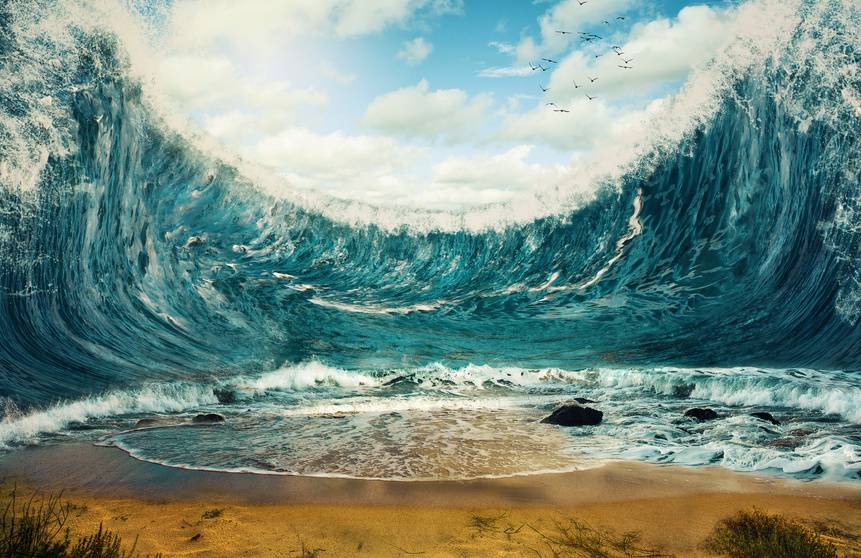 Recreación artística de un tsunami. / Fotolia