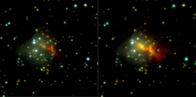 Un estallido estelar revela el mecanismo de formación de las estrellas  masivas