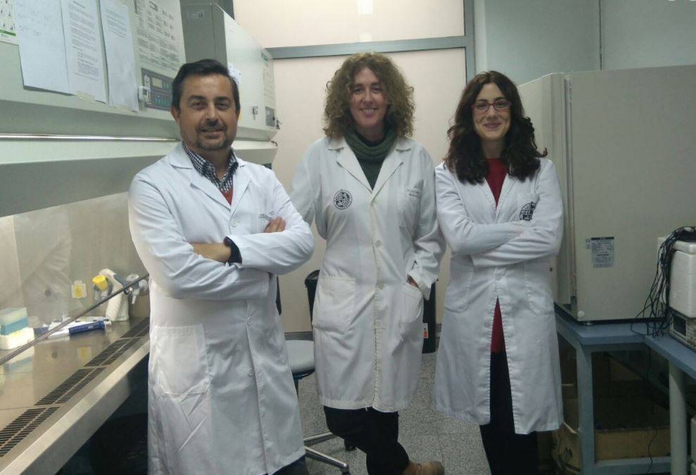 De izquierda a derecha, los investigadores, Juan Antonio Marchal, Macarena Perán y Elena López. 