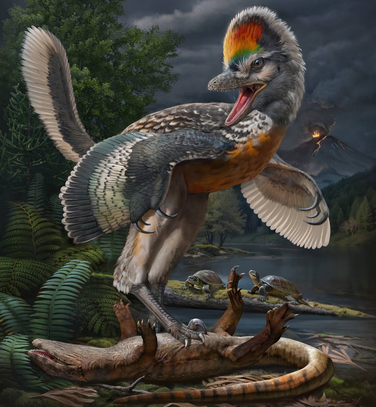 Reconstrucción del terópodo avial de 150 millones de años Fujianvenator prodigiosus. / Zhao Chuang