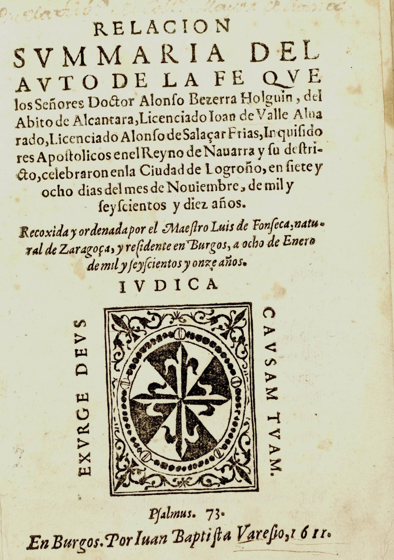 Imagen del libro impreso en Burgos en 1611