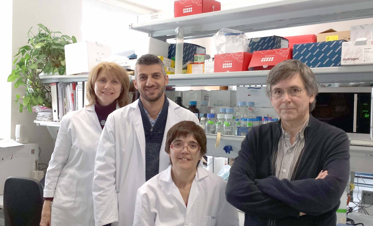 Antonio Alcina (derecha) y Fuencisla Matesanz (centro) junto al resto de investigadores del grupo / Fundación Descubre