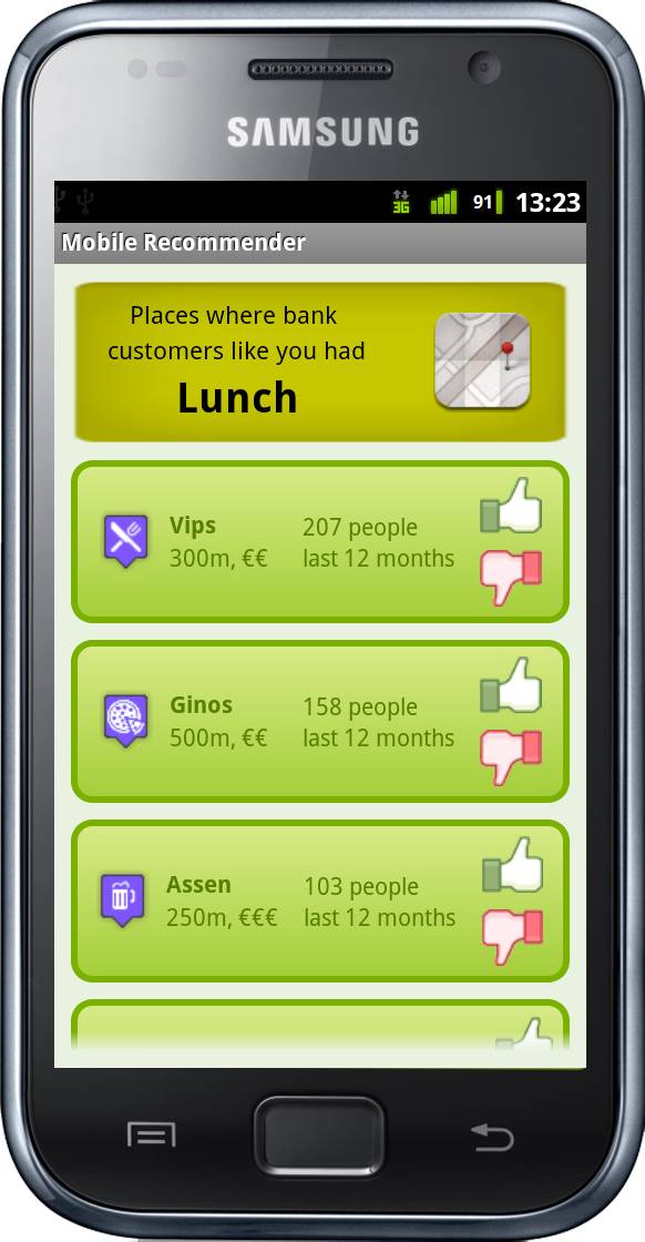 Aplicación móvil Android desarrollada que muestra los resultados de una recomendación personalizada de restaurantes. Autor: Daniel Gallego Vico