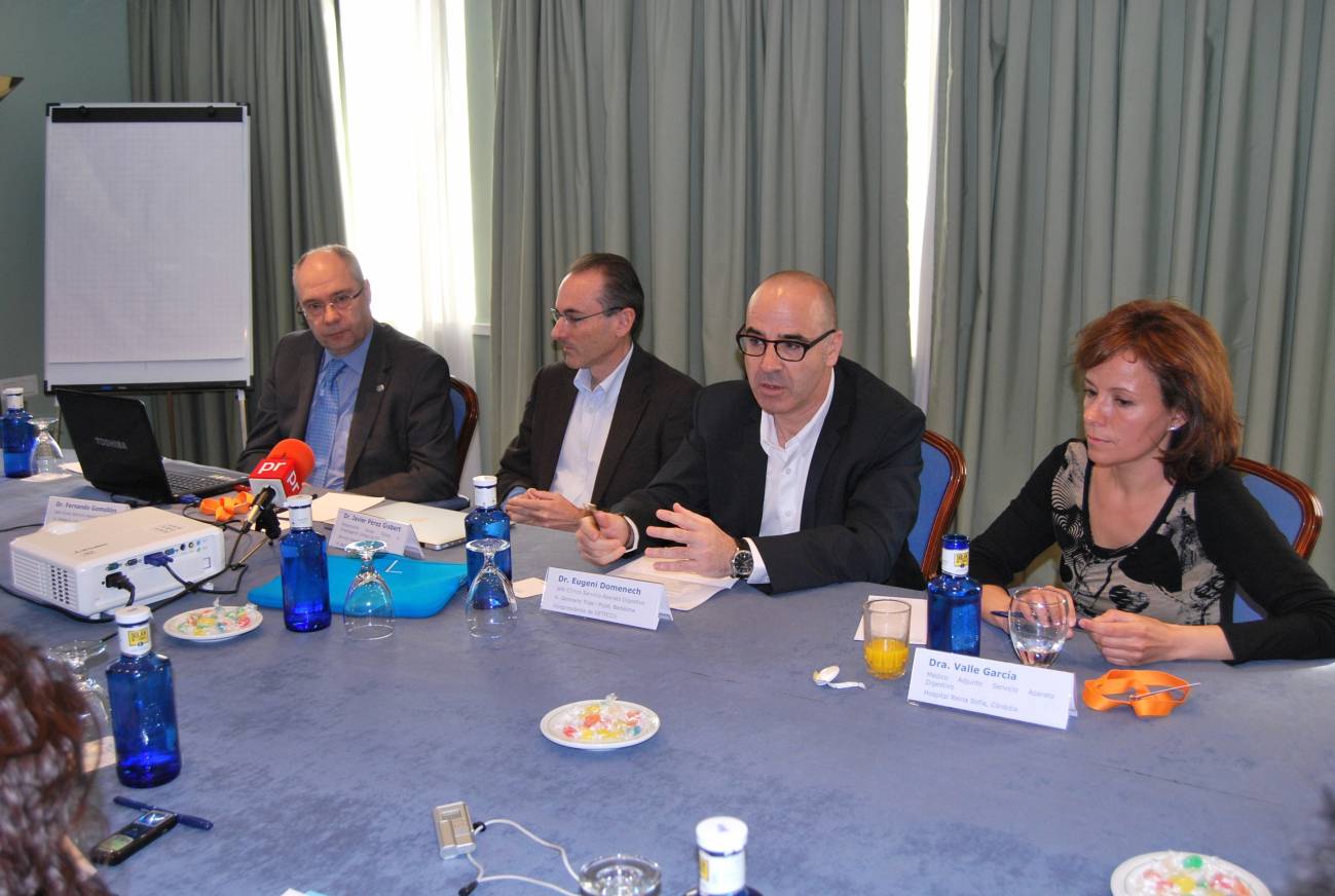 Presentación del Proyecto ENEIDA. De izquierda  a derecha los doctores  Gomollón, Gisbert, Domenech y García.  