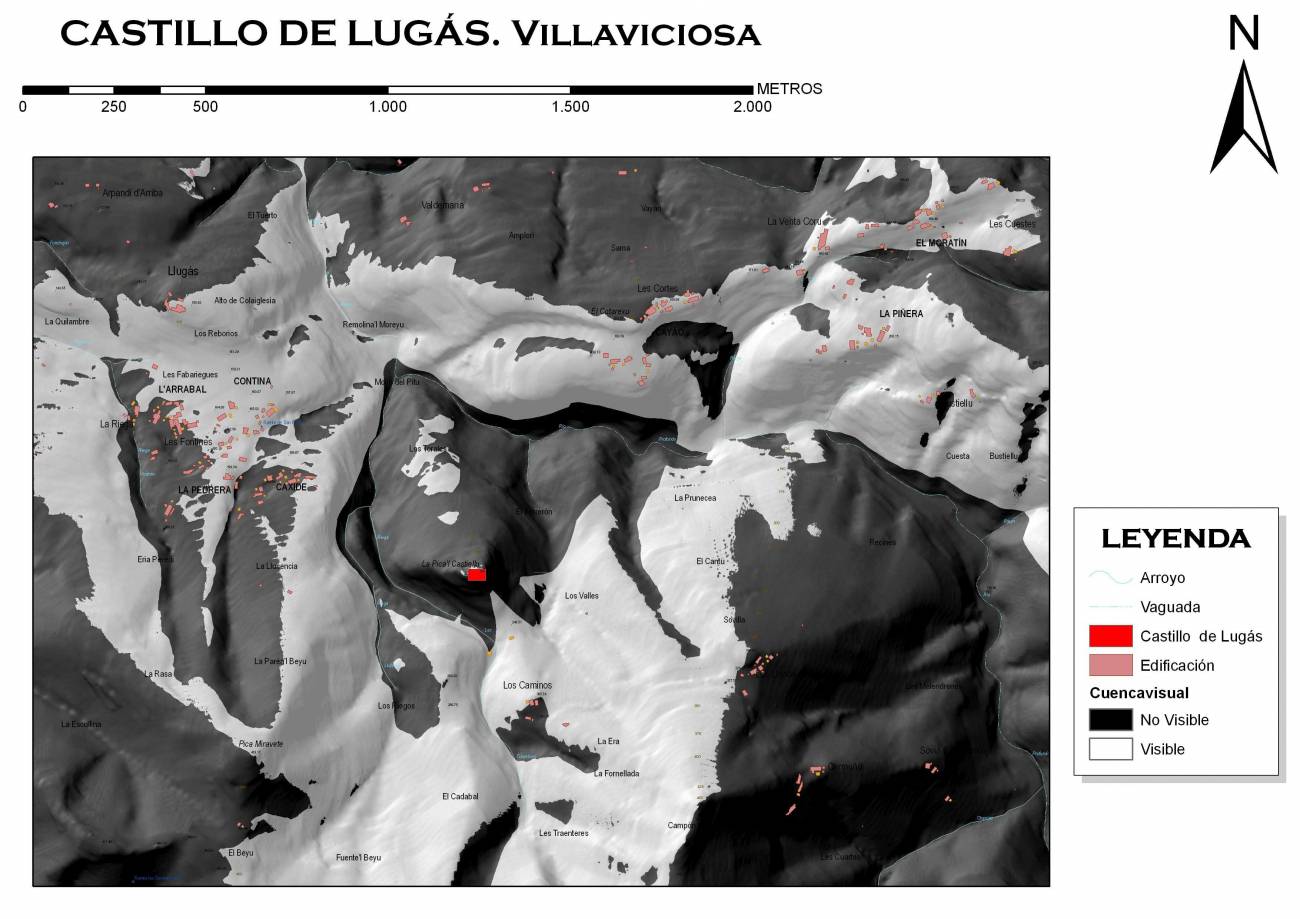 Areas controladas visualmente desde el Castillo de Lugás