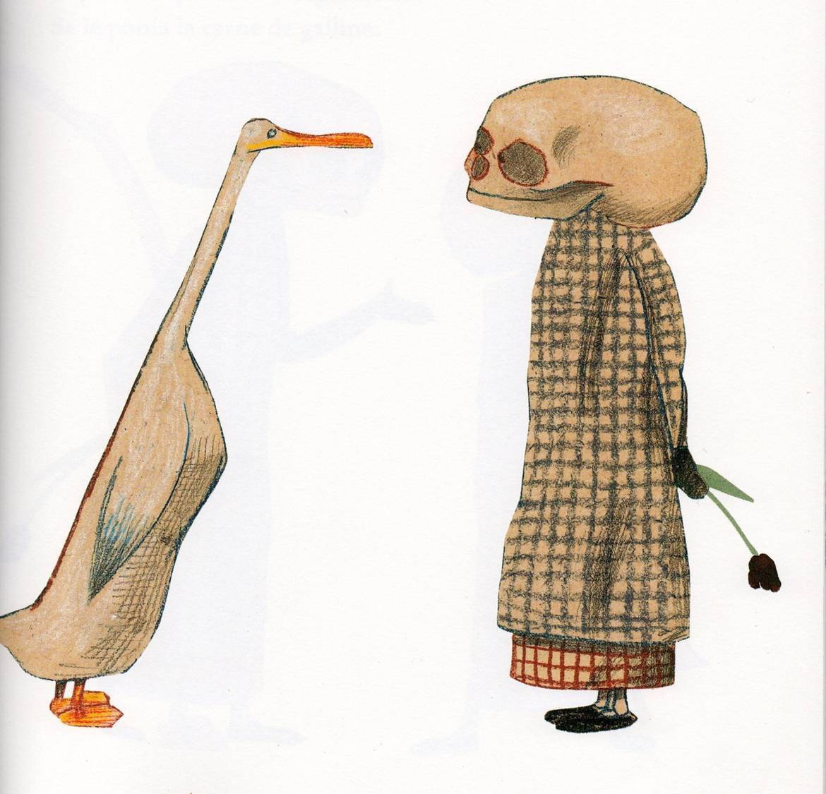 Ilustración del álbum 'El pato y la muerte'. (Wolf Erlbruch).