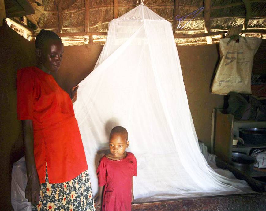 Entrega de una red de protección contra mosquitos para evitar el contagio de malaria en África. Imagen: JAPL