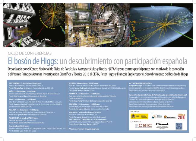 Cartel del ciclo de conferencias 'El bosón de Higgs: un descubrimiento con participación española'