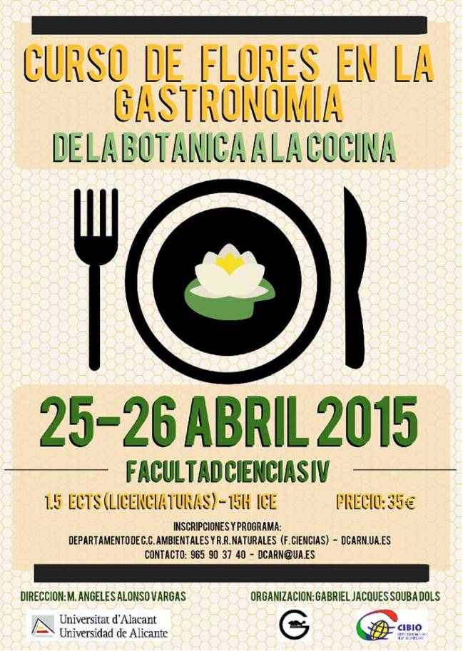 Cartel anunciador del Curso “Flores en la Gastronomía: de la Botánica a la cocina”