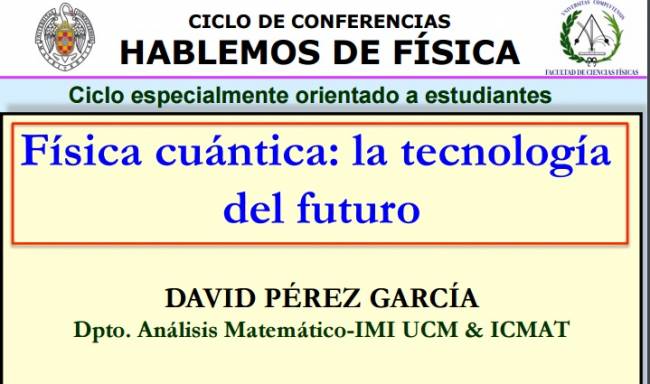 Cartel de la conferencia sobre física cuántica
