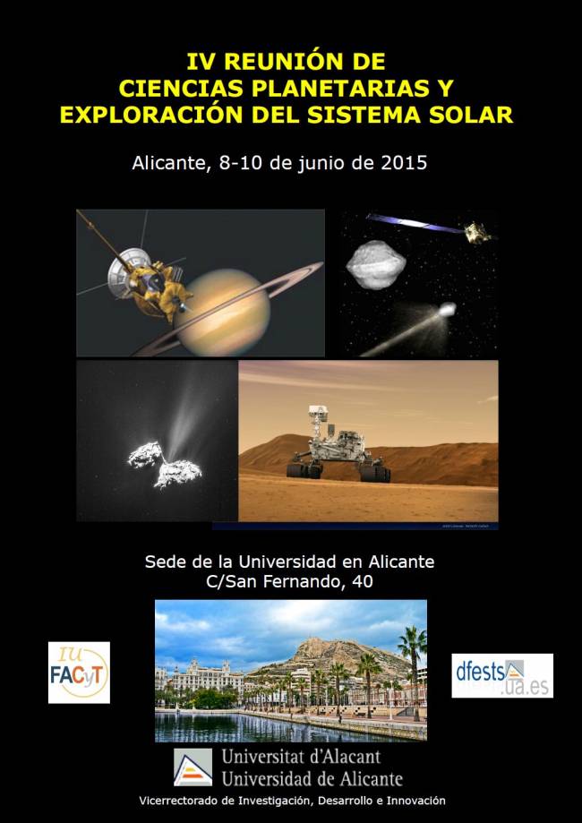 Cartel anunciador de la IV Reunión de Ciencias Planetarias y Exploración del Sistema Solar en la Universidad de Alicante.